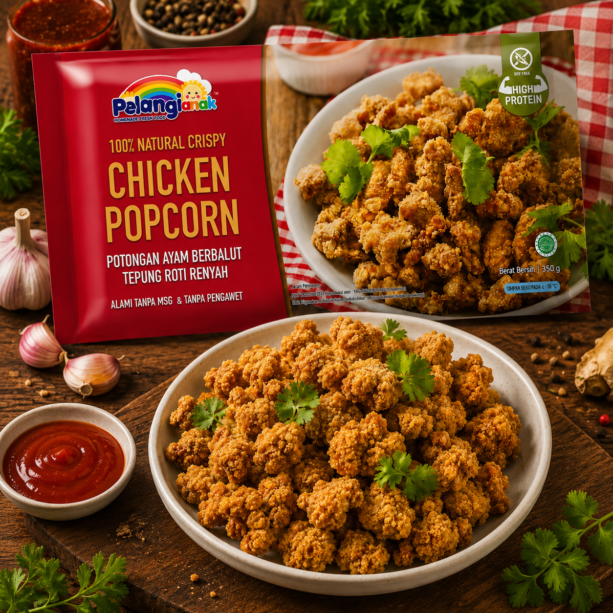 PelangiQu Chicken Popcorn Premium Egg Free Dairy Free - 350g