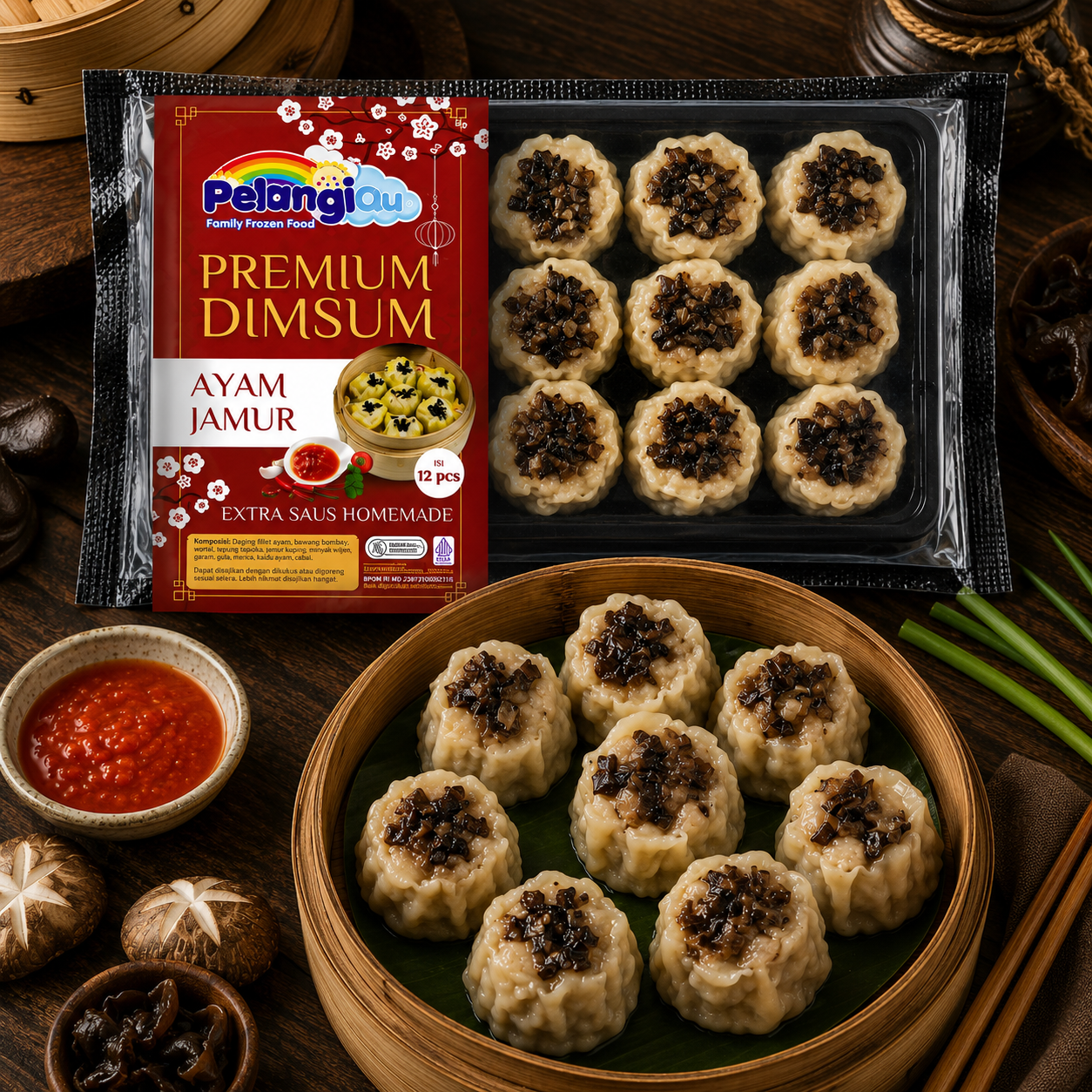 PelangiQu Dimsum Ayam Jamur Plus Saus Homemade - 385g