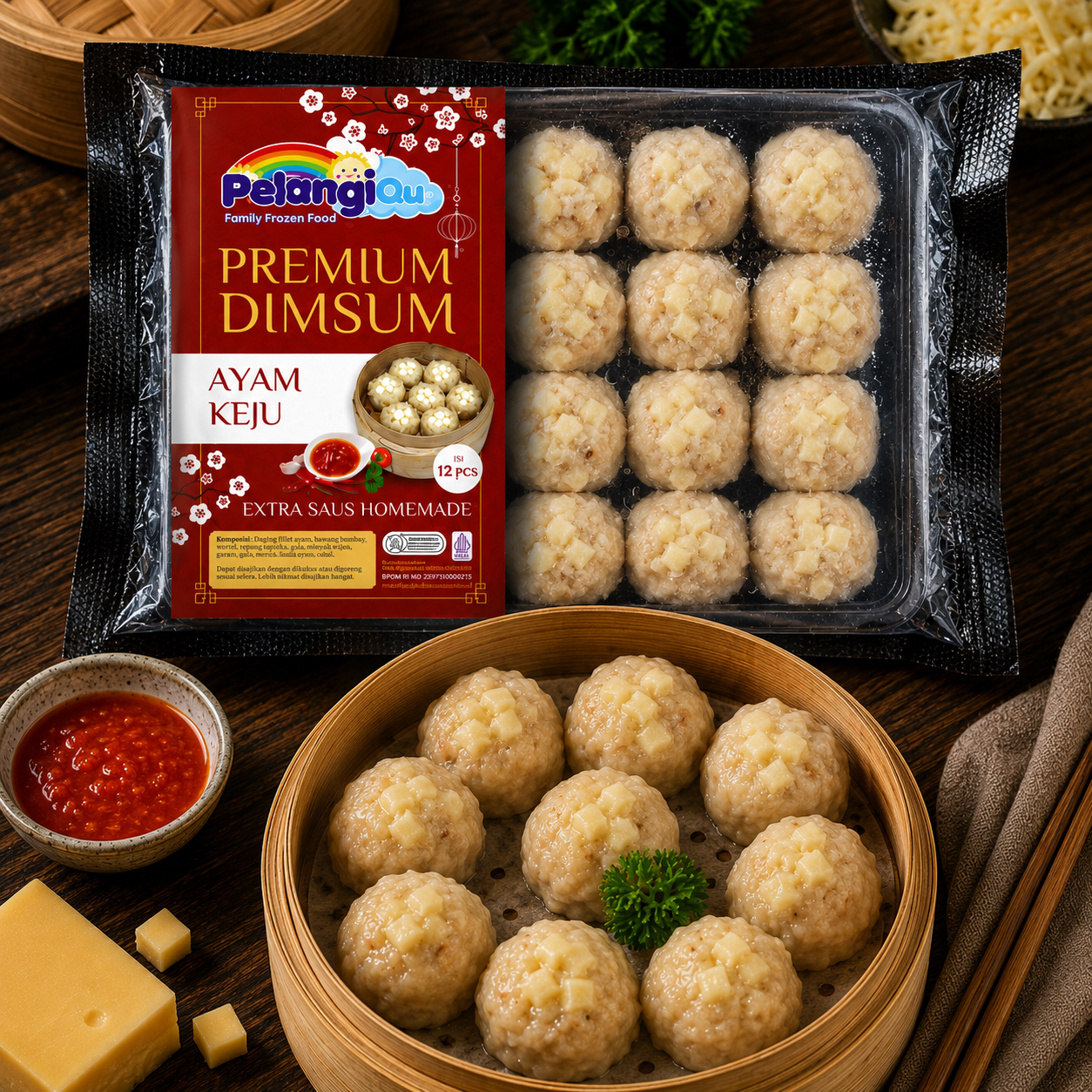PelangiQu Dimsum Ayam Keju Plus Saus Homemade - 385g