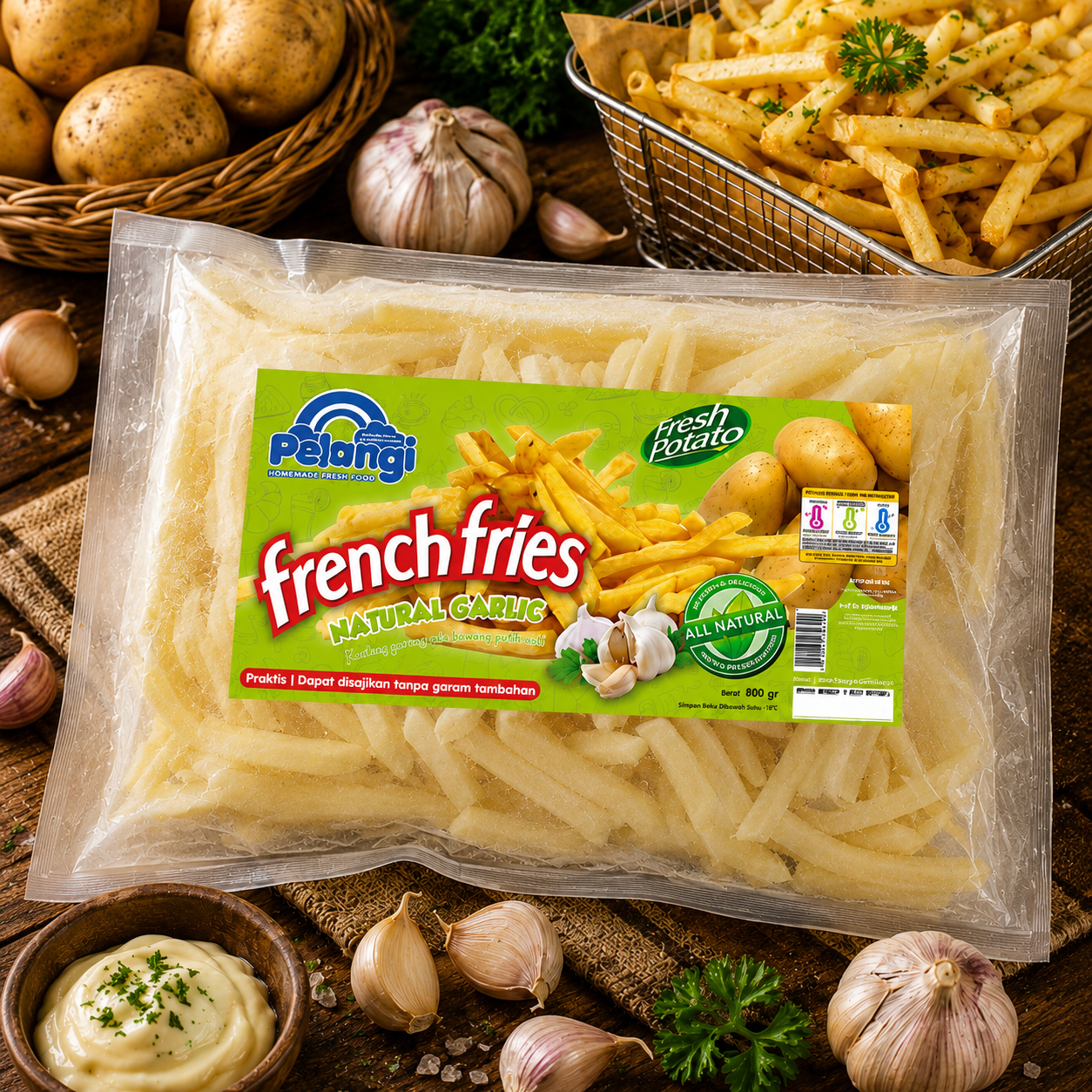PelangiQu French Fries Shoestring Garlic Gluten Free - 800g