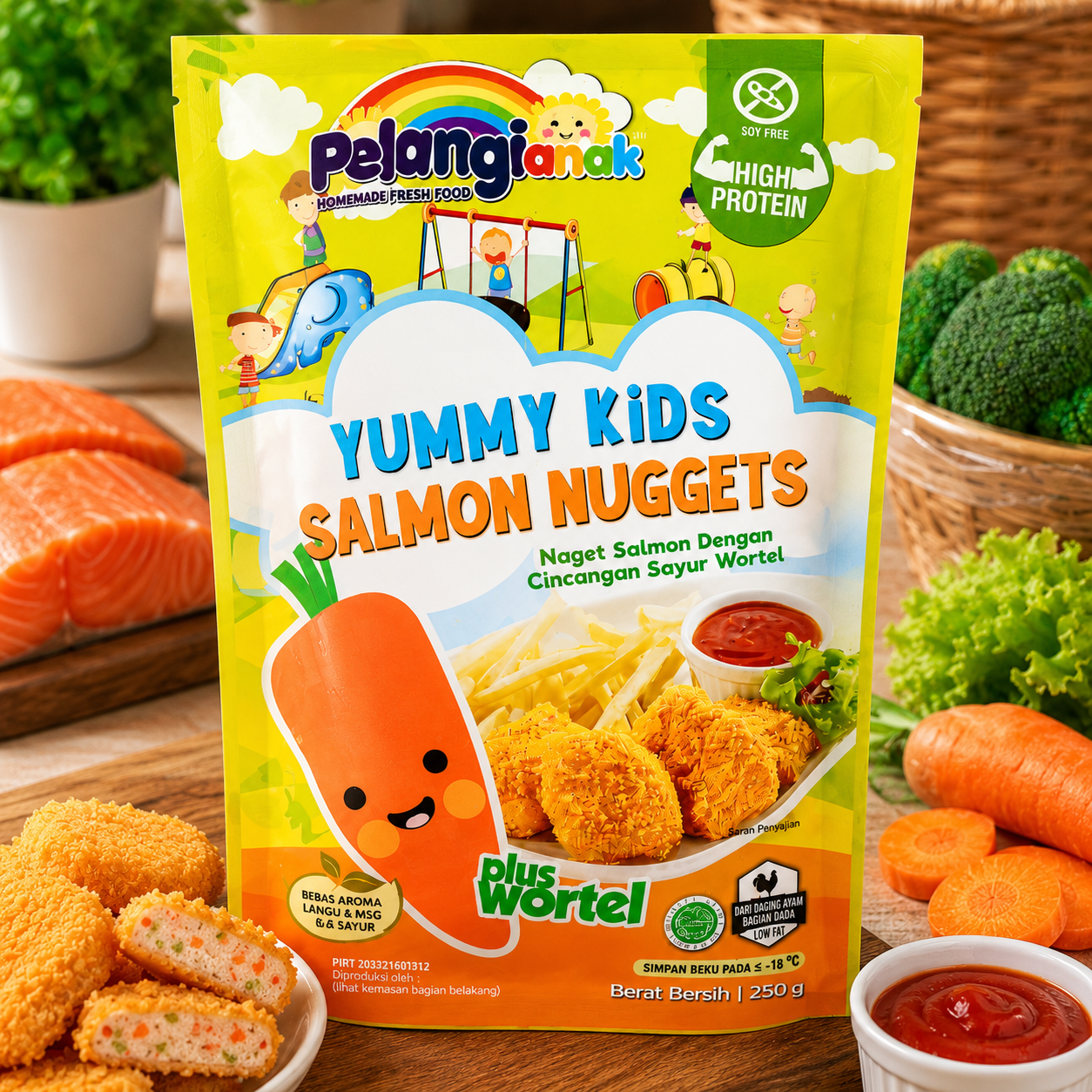 PelangiQu Nugget Salmon Sayur Gluten Free Yummy Kids - 250g